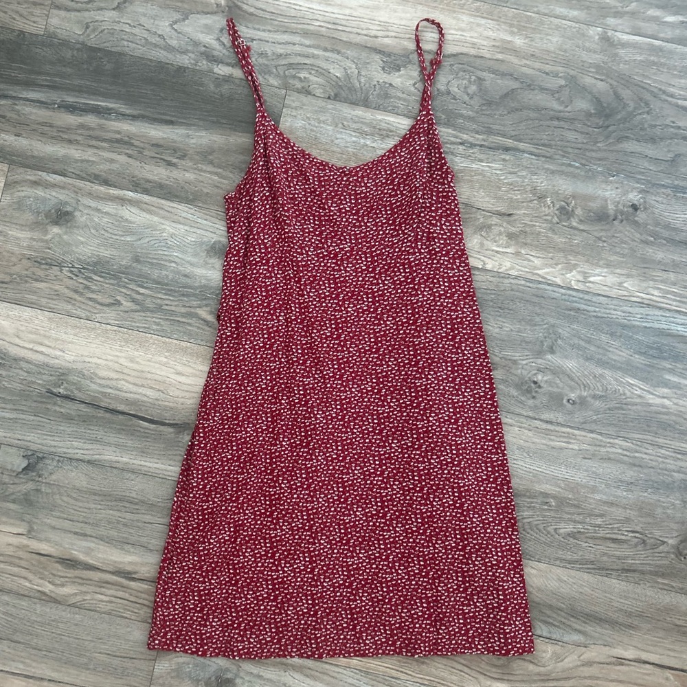 Brandy Melville red floral tank tie waist dress